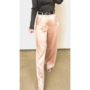 NEW SKIES ARE BLUE satin elastic waist trouser in champagne